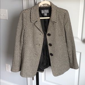 Ann Taylor black and white pattern pea coat